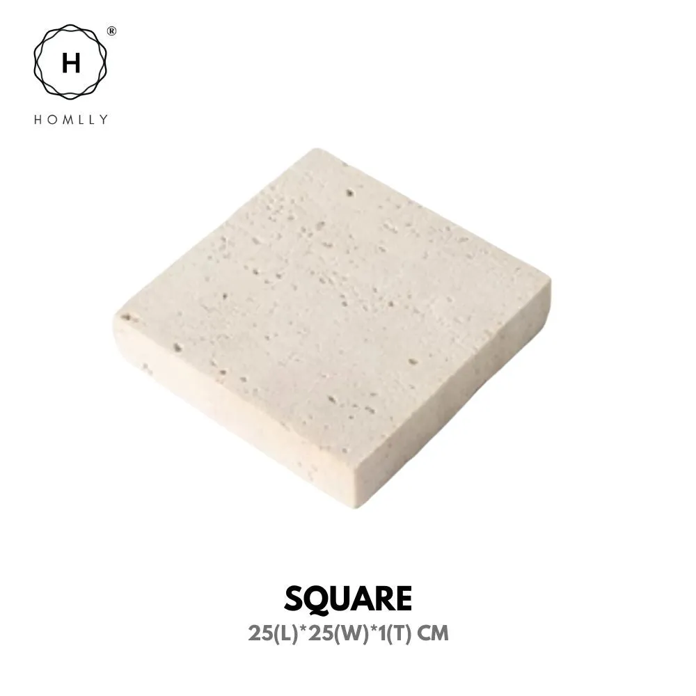 Homlly Beige Travertine Decorative Stone Tray Slab