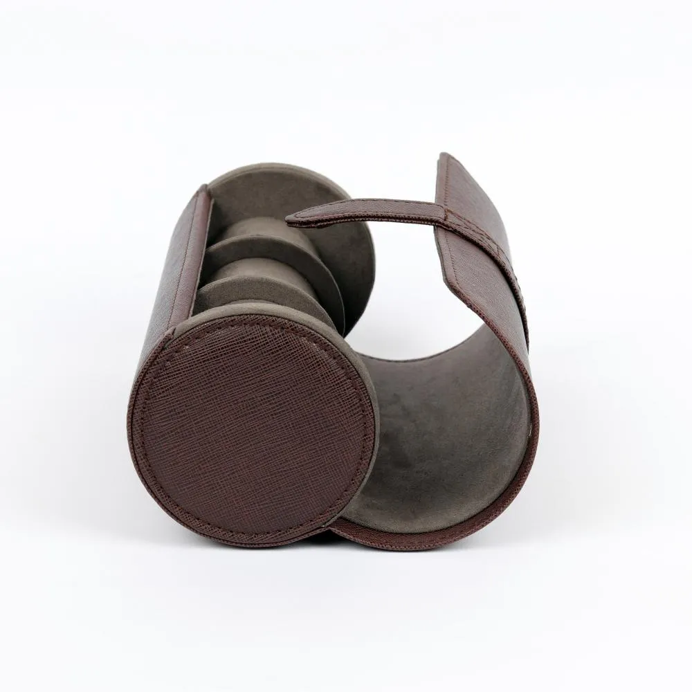 HQ 3 Slot Travel Watch Case Roll Brown