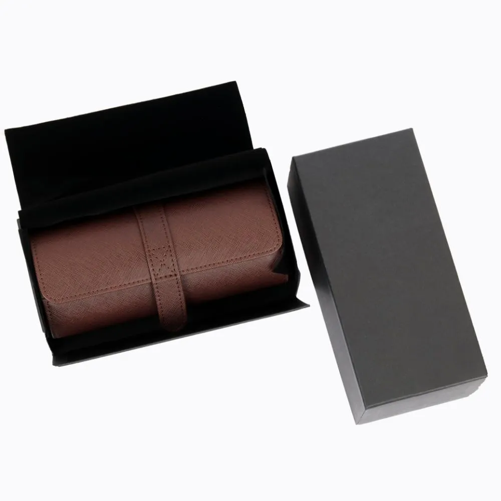 HQ 3 Slot Travel Watch Case Roll Brown