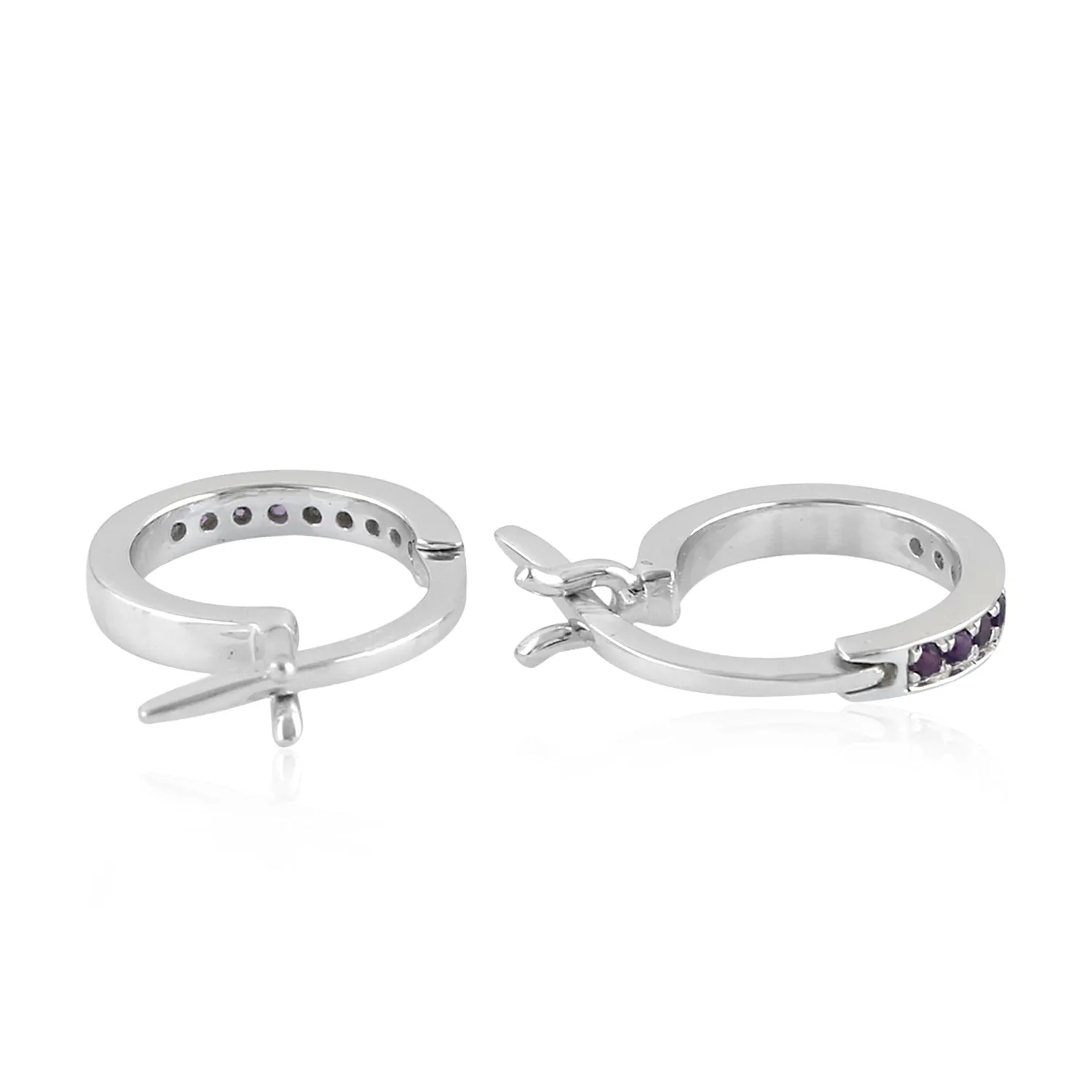 Huggie Earrings Amethyst 14k White Gold Jewelry February Birthstone Jewelry