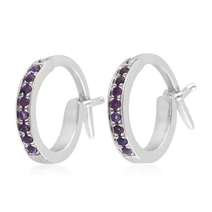 Huggie Earrings Amethyst 14k White Gold Jewelry February Birthstone Jewelry