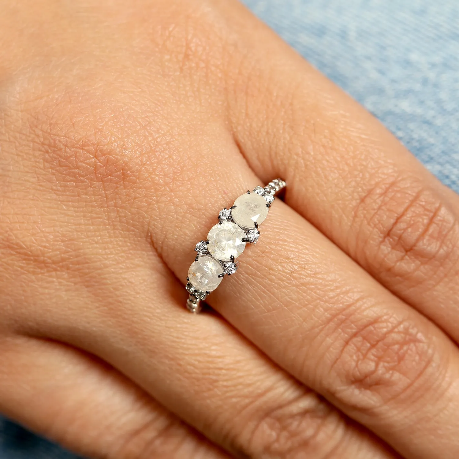 Ice Diamond Beautiful Ring jewelry In 18k White Gold Handmade Jewelry