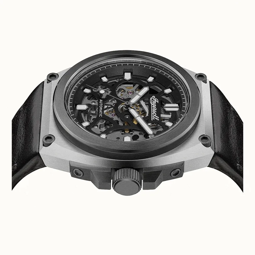 Ingersoll The Motion Automatic Black Leather Watch