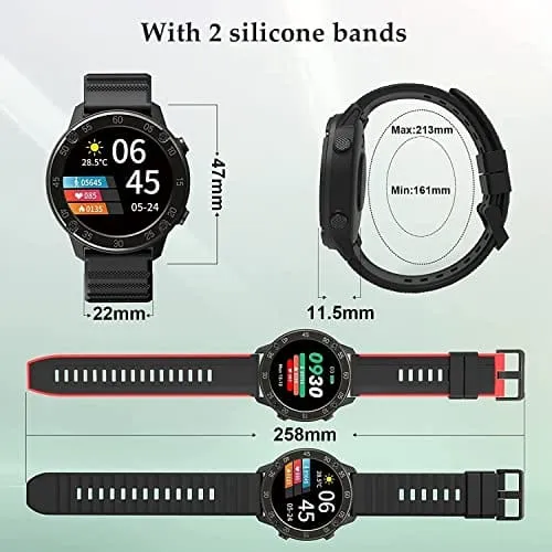 IOWODO X5 Fitness Tracker for Men Health and Fitness Smartwatch with Heart Rate & Sleep Monitor Waterproof Activity Tracker Smart Watch Tracking Steps, Calories, Distance for Android & iOS (2 Bands)