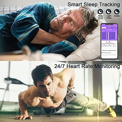 IOWODO X5 Fitness Tracker for Men Health and Fitness Smartwatch with Heart Rate & Sleep Monitor Waterproof Activity Tracker Smart Watch Tracking Steps, Calories, Distance for Android & iOS (2 Bands)