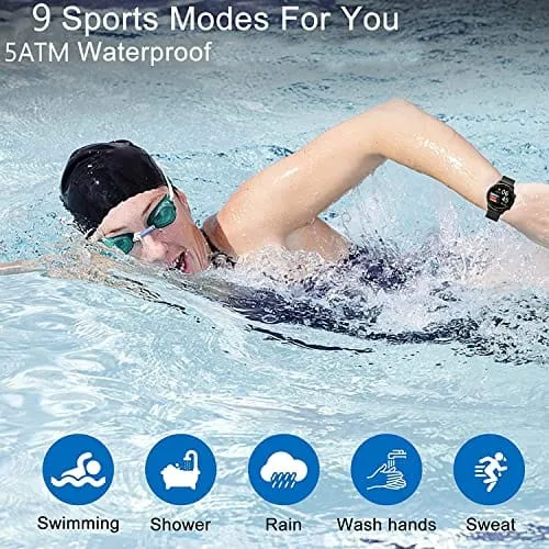 IOWODO X5 Fitness Tracker for Men Health and Fitness Smartwatch with Heart Rate & Sleep Monitor Waterproof Activity Tracker Smart Watch Tracking Steps, Calories, Distance for Android & iOS (2 Bands)