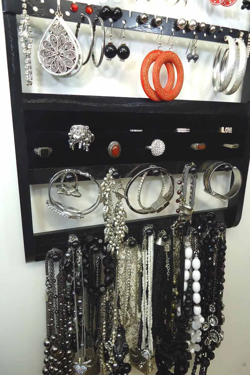 Jewelry Organizer Ring Holder Ebony Black Oak