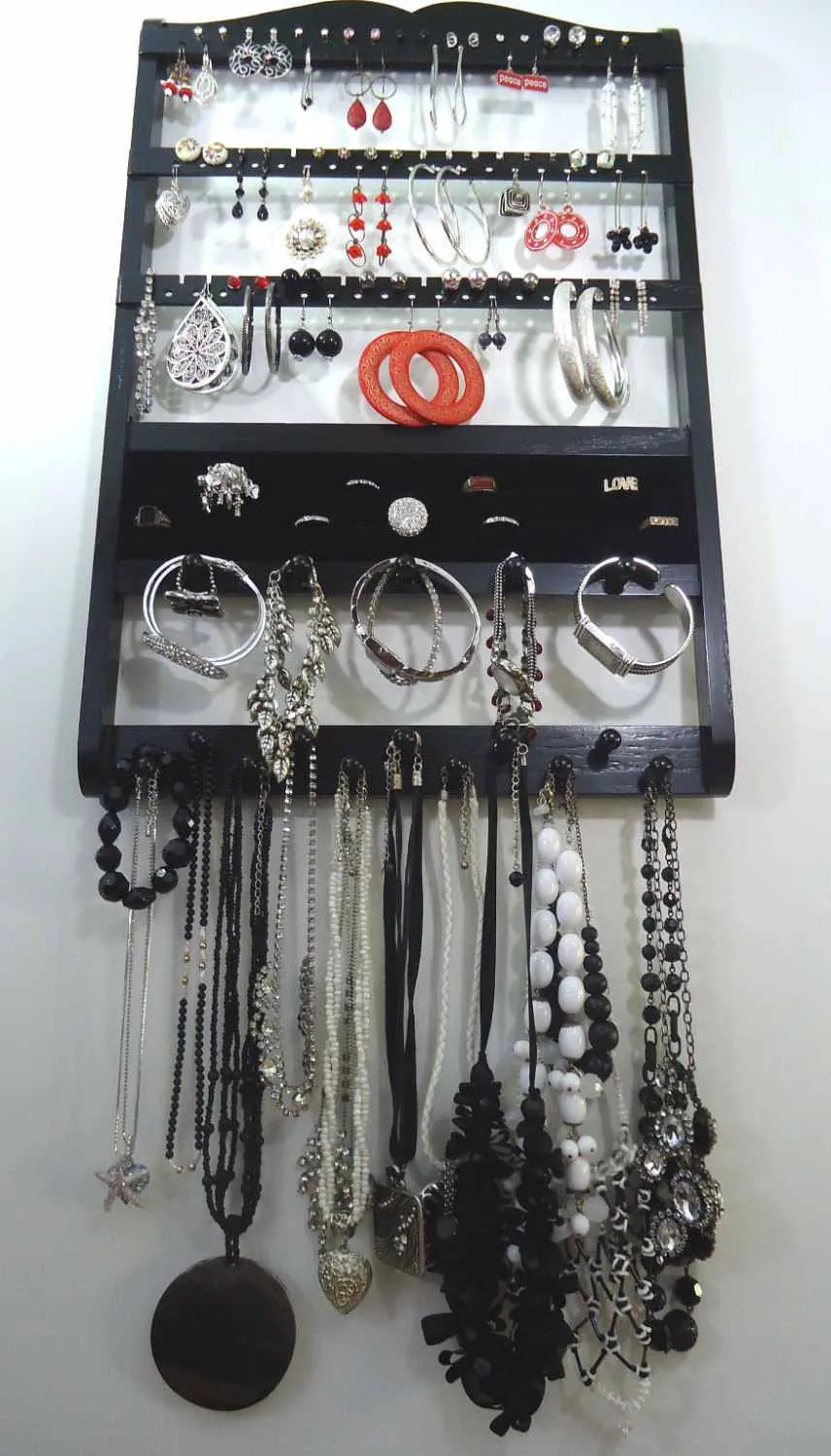 Jewelry Organizer Ring Holder Ebony Black Oak