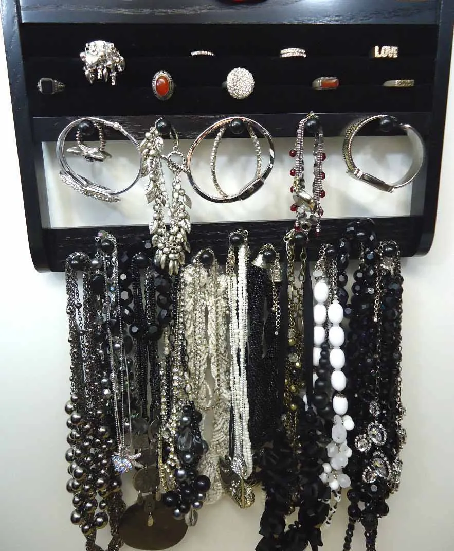 Jewelry Organizer Ring Holder Ebony Black Oak