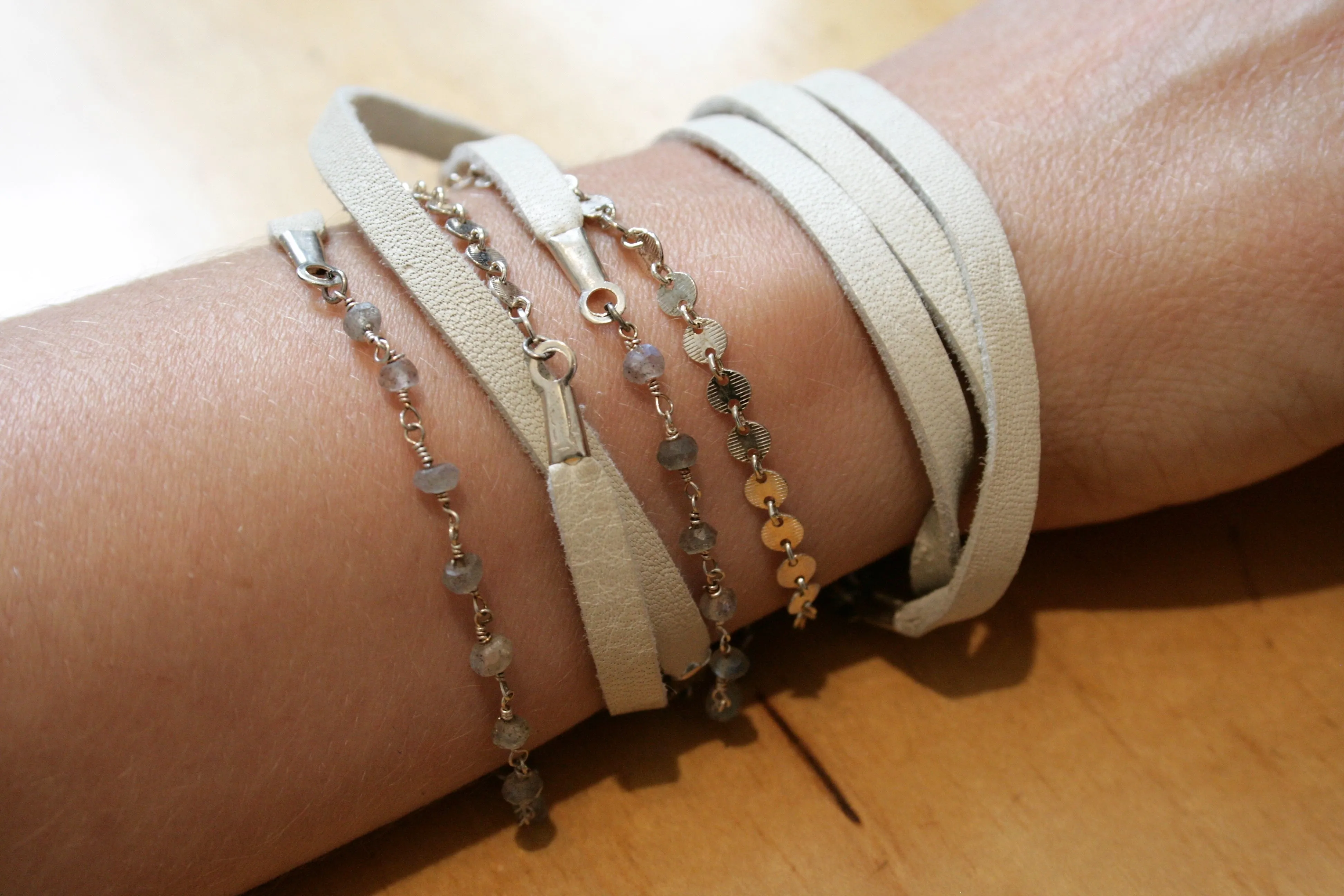 Judith Poe: (W) Natural Leather with Labradorite Wrap