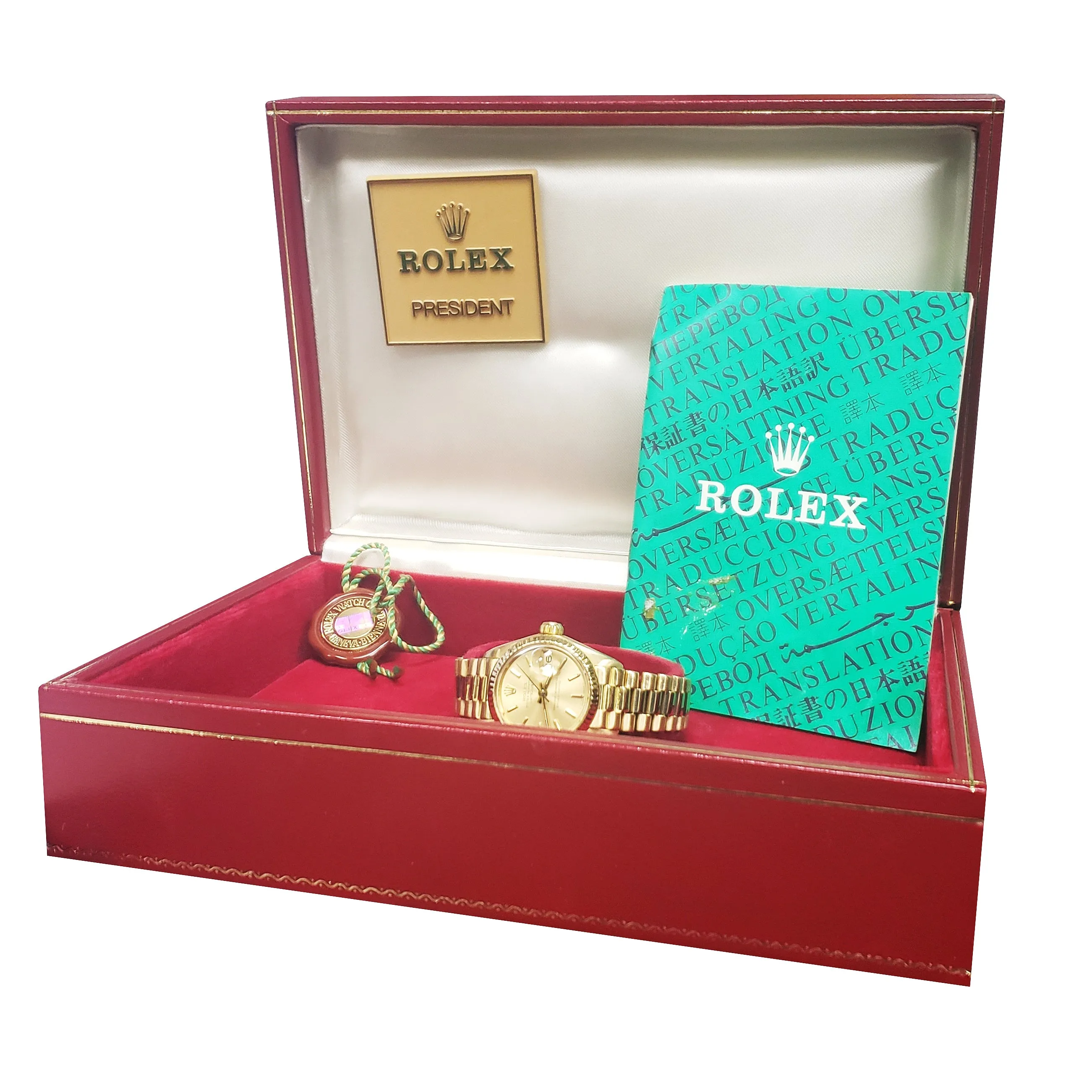 Ladies Rolex DateJust 26mm President 6927 18K Yellow Gold Date Watch 69178 BOX