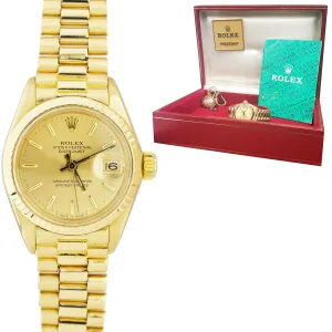 Ladies Rolex DateJust 26mm President 6927 18K Yellow Gold Date Watch 69178 BOX