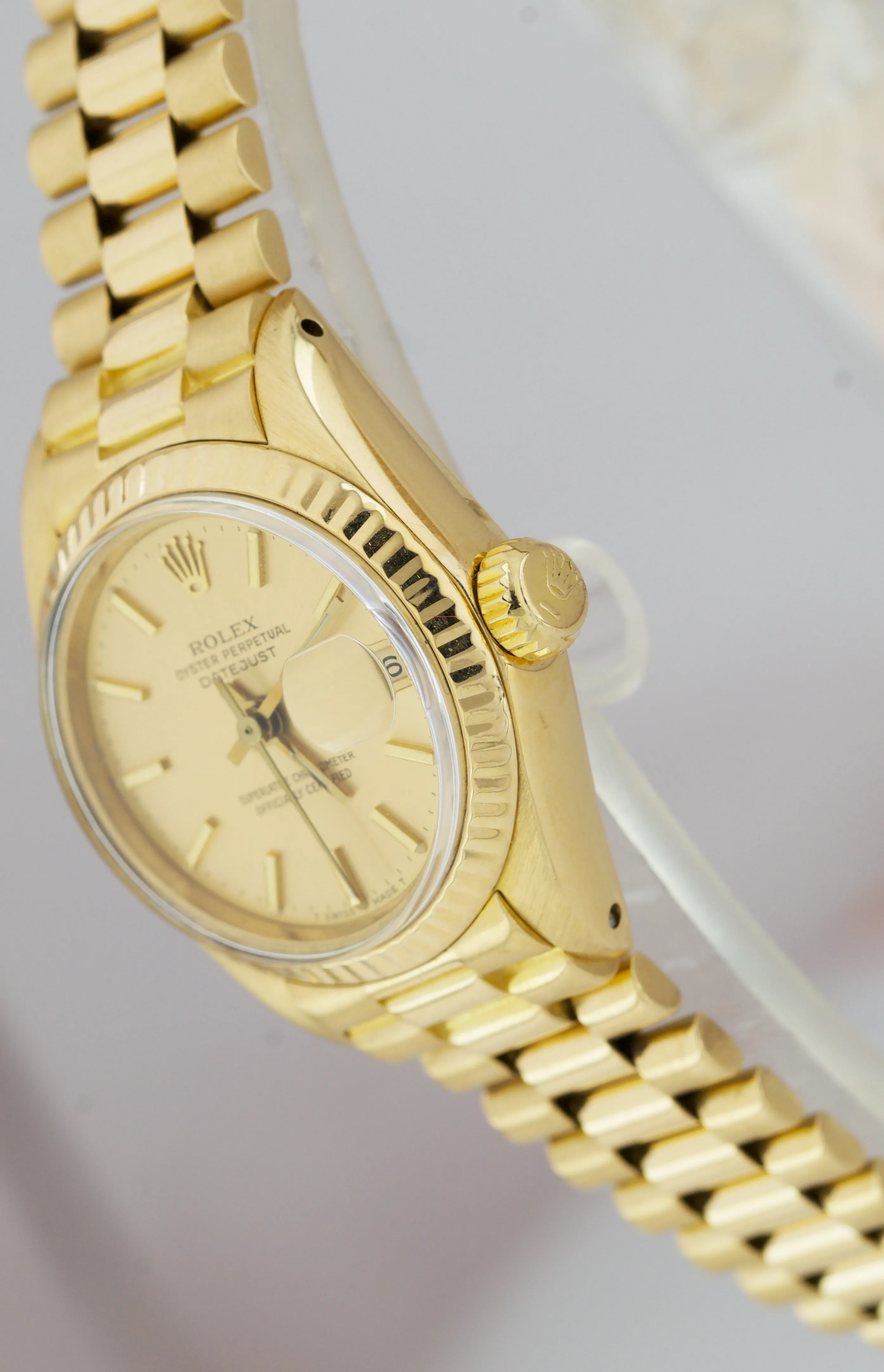 Ladies Rolex DateJust 26mm President 6927 18K Yellow Gold Date Watch 69178 BOX