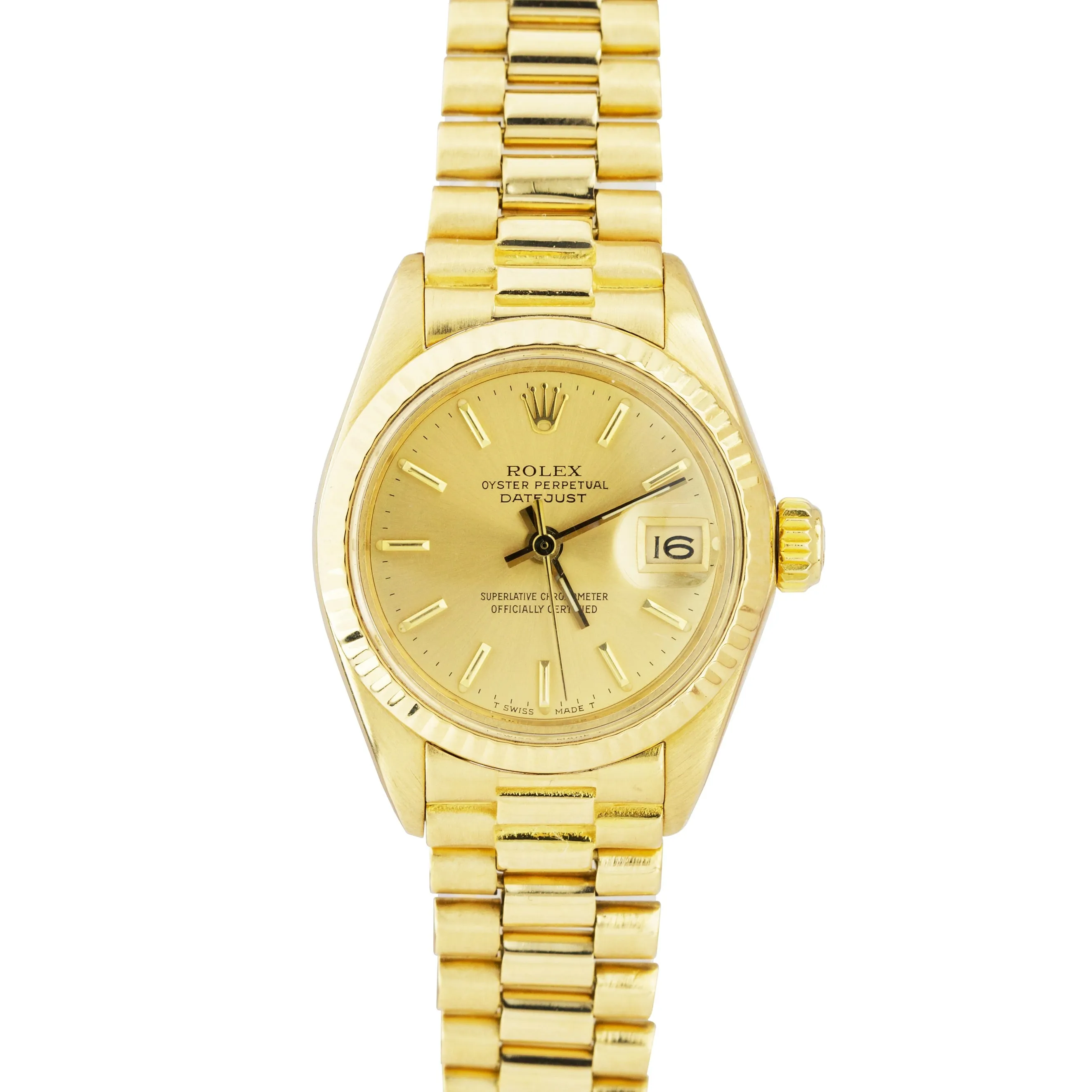 Ladies Rolex DateJust 26mm President 6927 18K Yellow Gold Date Watch 69178 BOX