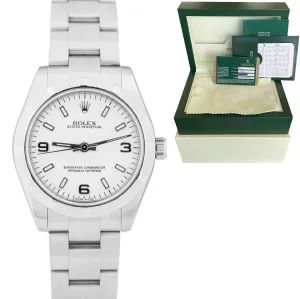 Ladies Rolex Oyster Perpetual 31 White 31mm 3-6-9 Mid-Size Steel 177210 Watch