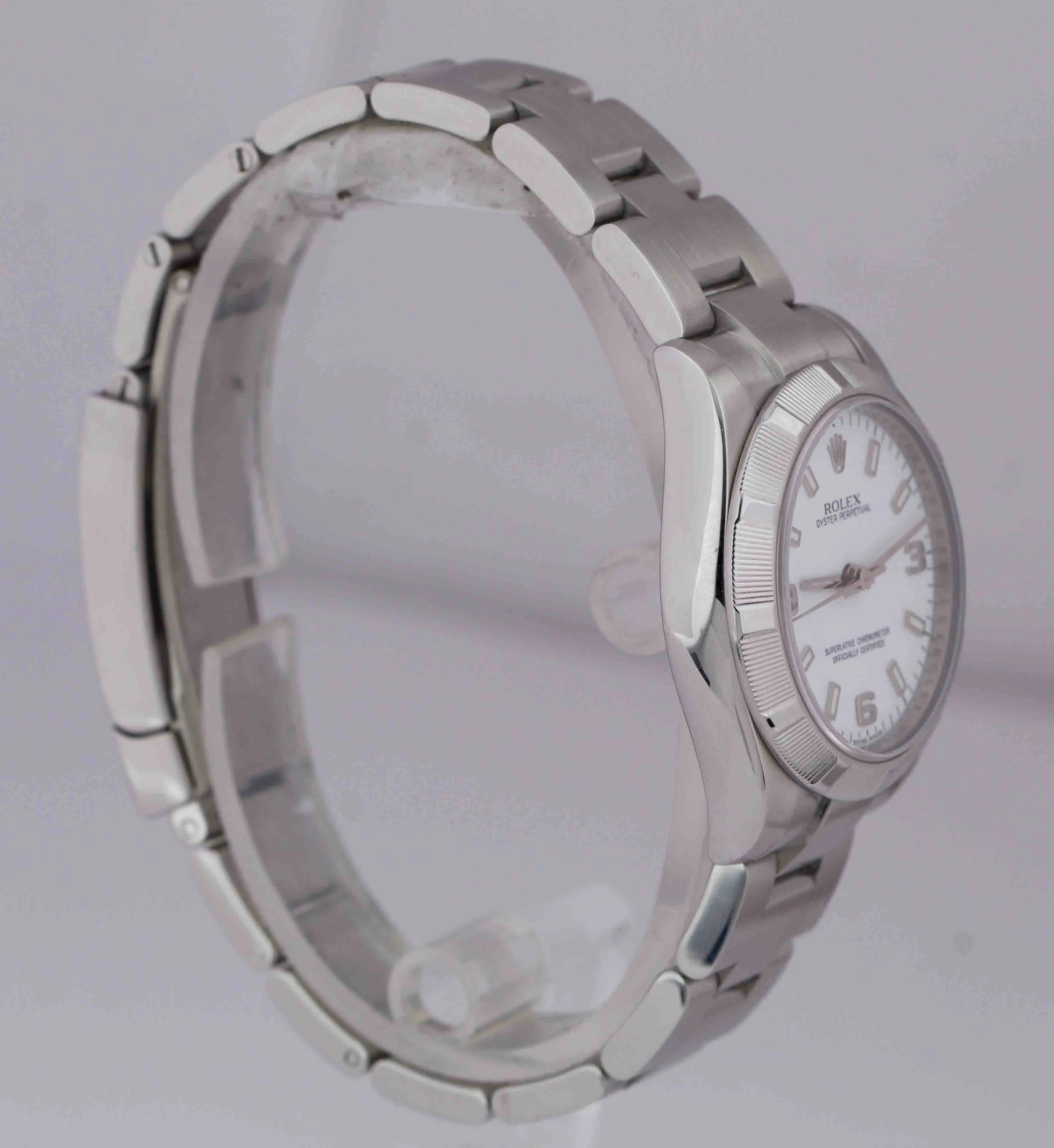 Ladies Rolex Oyster Perpetual 31 White 31mm 3-6-9 Mid-Size Steel 177210 Watch