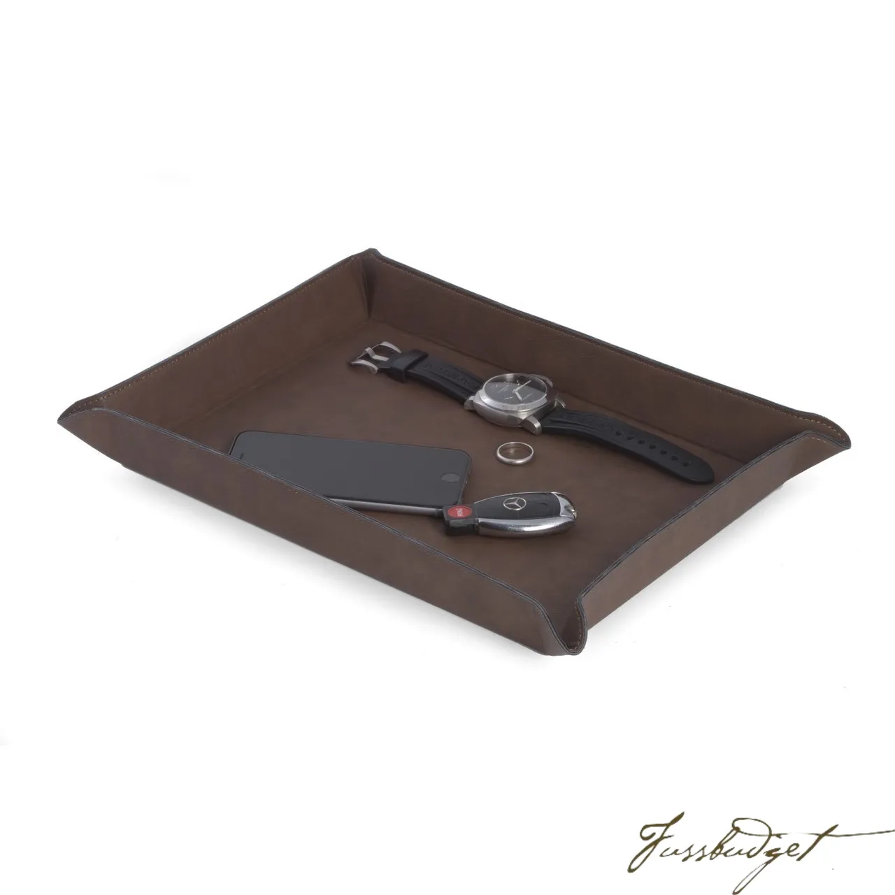 Large Black Leatherette Rectangular Valet