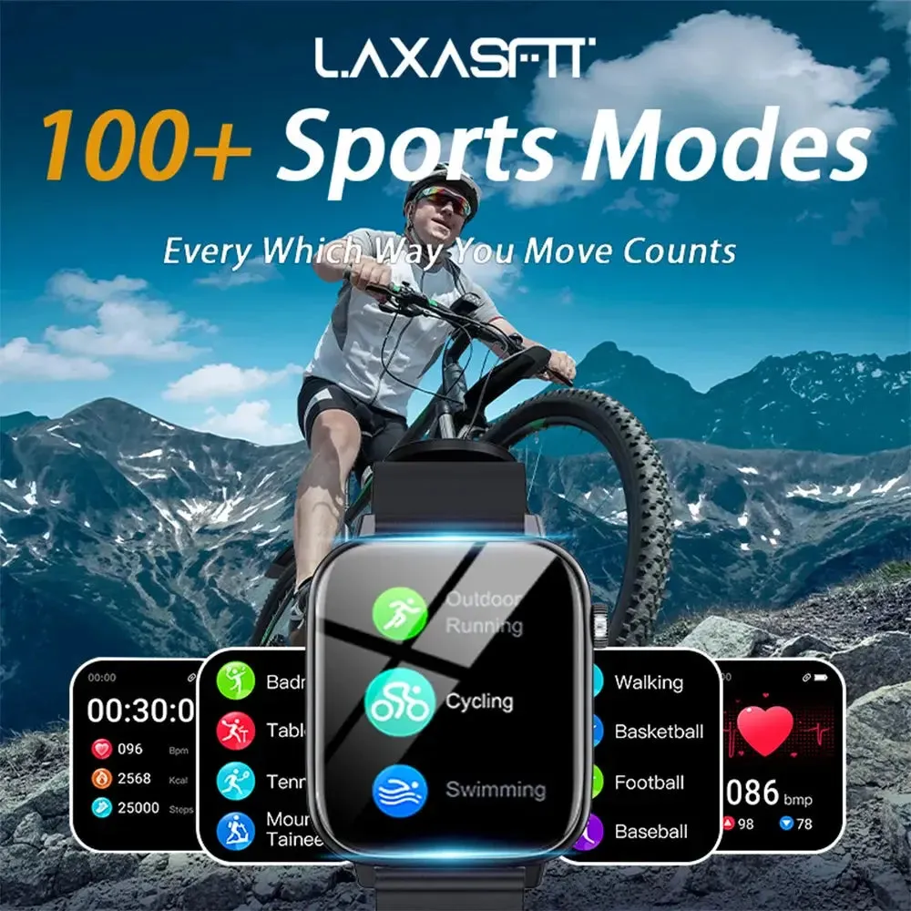 LAXASFIT New Smart Watch Bluetooth Call Health Monitoring 100  Sports Mode IP68 Waterproof Smart Watch Men Women Holiday Gift