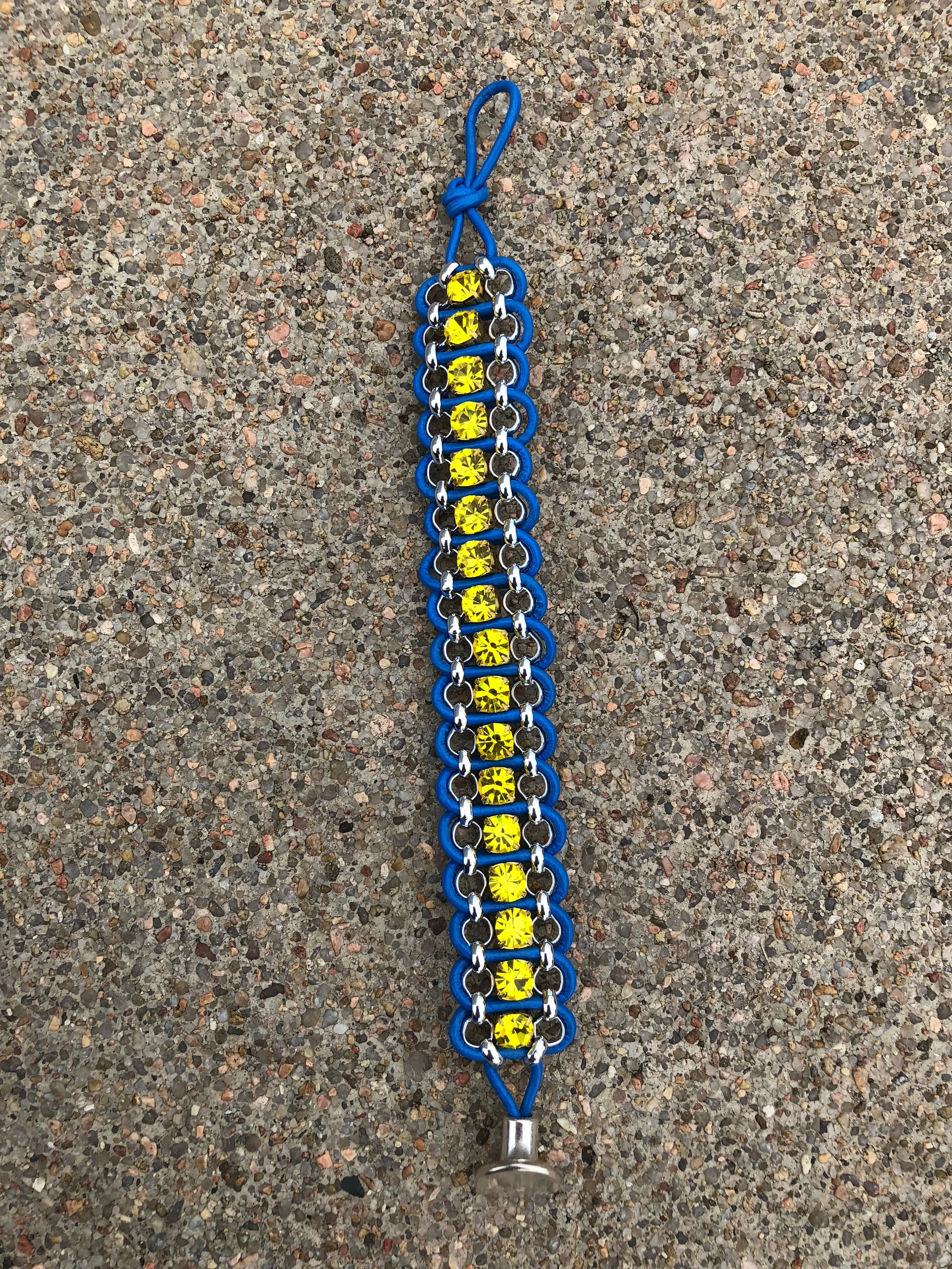 Leather & Rhinestone Bracelet