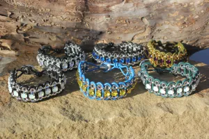 Leather & Rhinestone Bracelet