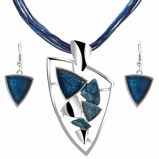 Leather Chain Enamel Gem Jewelry Sets for Party Jewelry Set