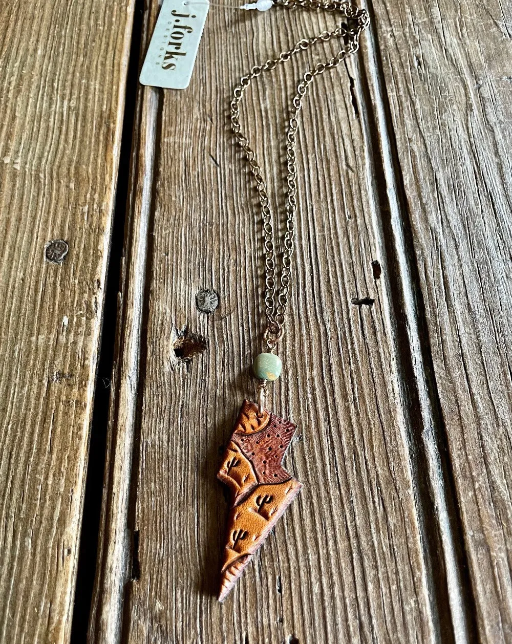 Leather Lightening Bolt Necklace