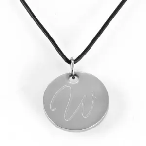 Leather Rope Necklace Round Pendant