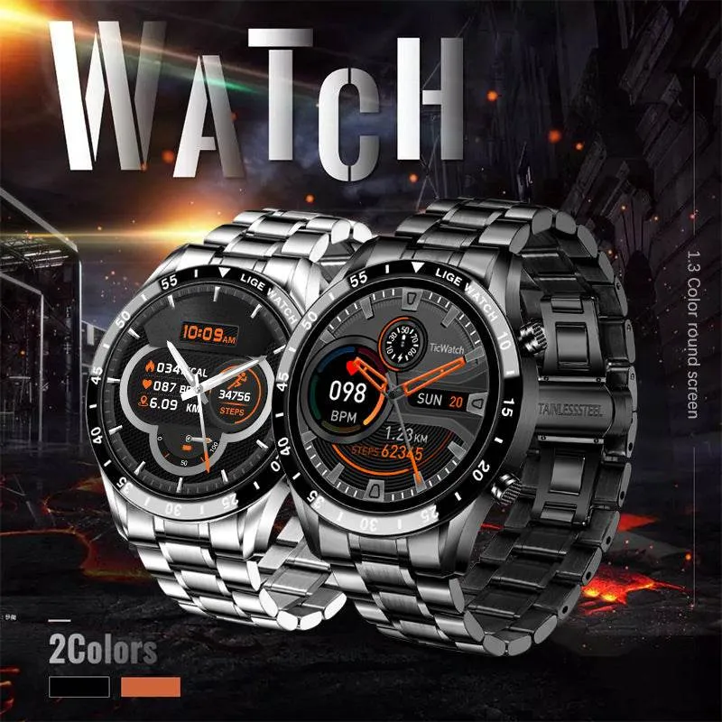 LIGE Men Smart Watch Sports Fitness Tracker Bluetooth Calls Voice Chat Heart Rate Monitor for iPhone iOS Android