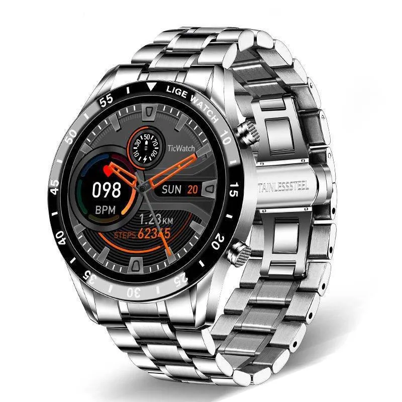 LIGE Men Smart Watch Sports Fitness Tracker Bluetooth Calls Voice Chat Heart Rate Monitor for iPhone iOS Android