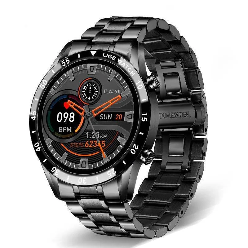LIGE Men Smart Watch Sports Fitness Tracker Bluetooth Calls Voice Chat Heart Rate Monitor for iPhone iOS Android