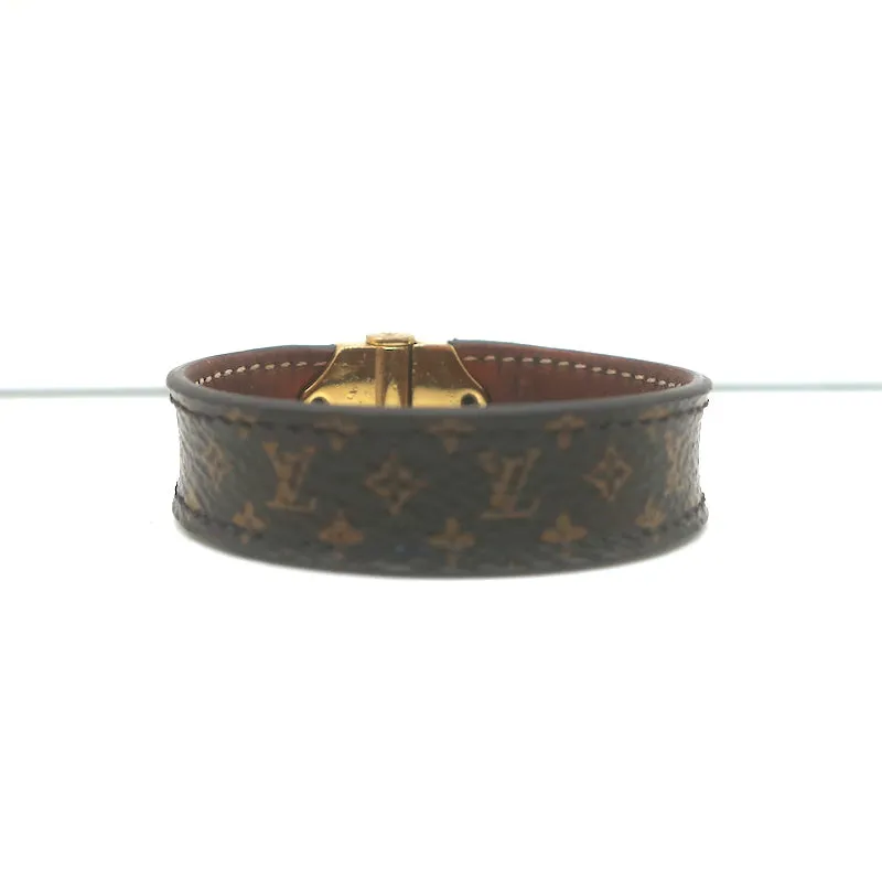 Louis Vuitton Nano Monogram Bracelet Brown Canvas Size 17