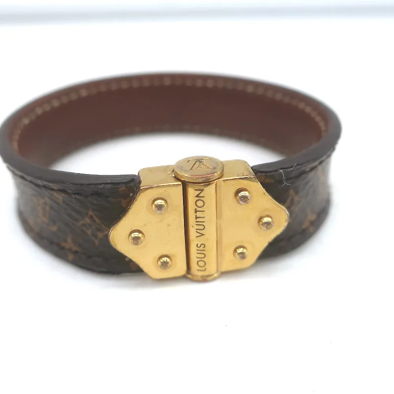 Louis Vuitton Nano Monogram Bracelet Brown Canvas Size 17