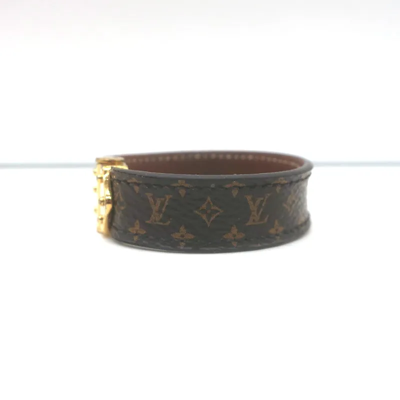 Louis Vuitton Nano Monogram Bracelet Brown Canvas Size 17