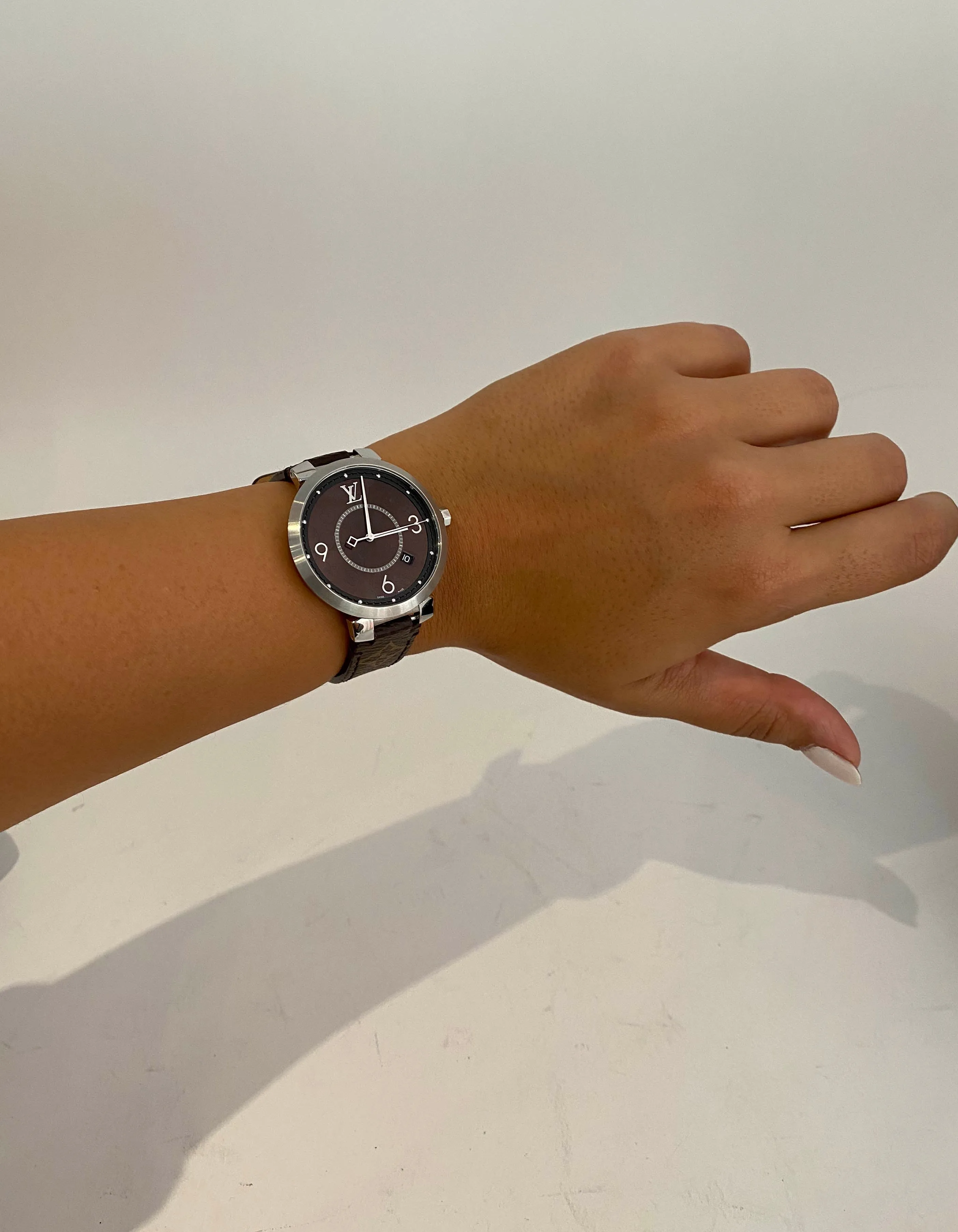 Louis Vuitton Tambour Slim Monogram Macassar 39 Watch