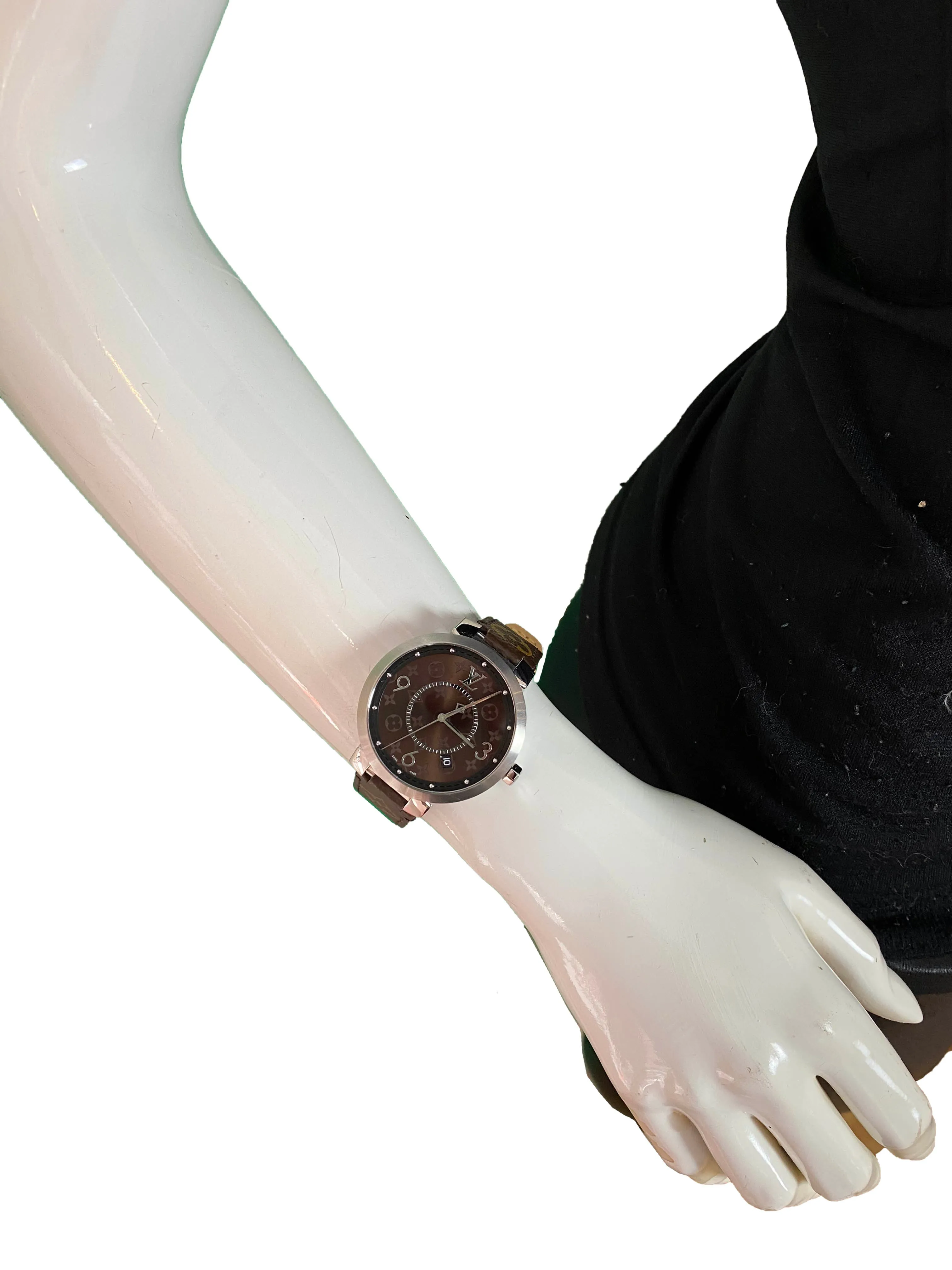 Louis Vuitton Tambour Slim Monogram Macassar 39 Watch