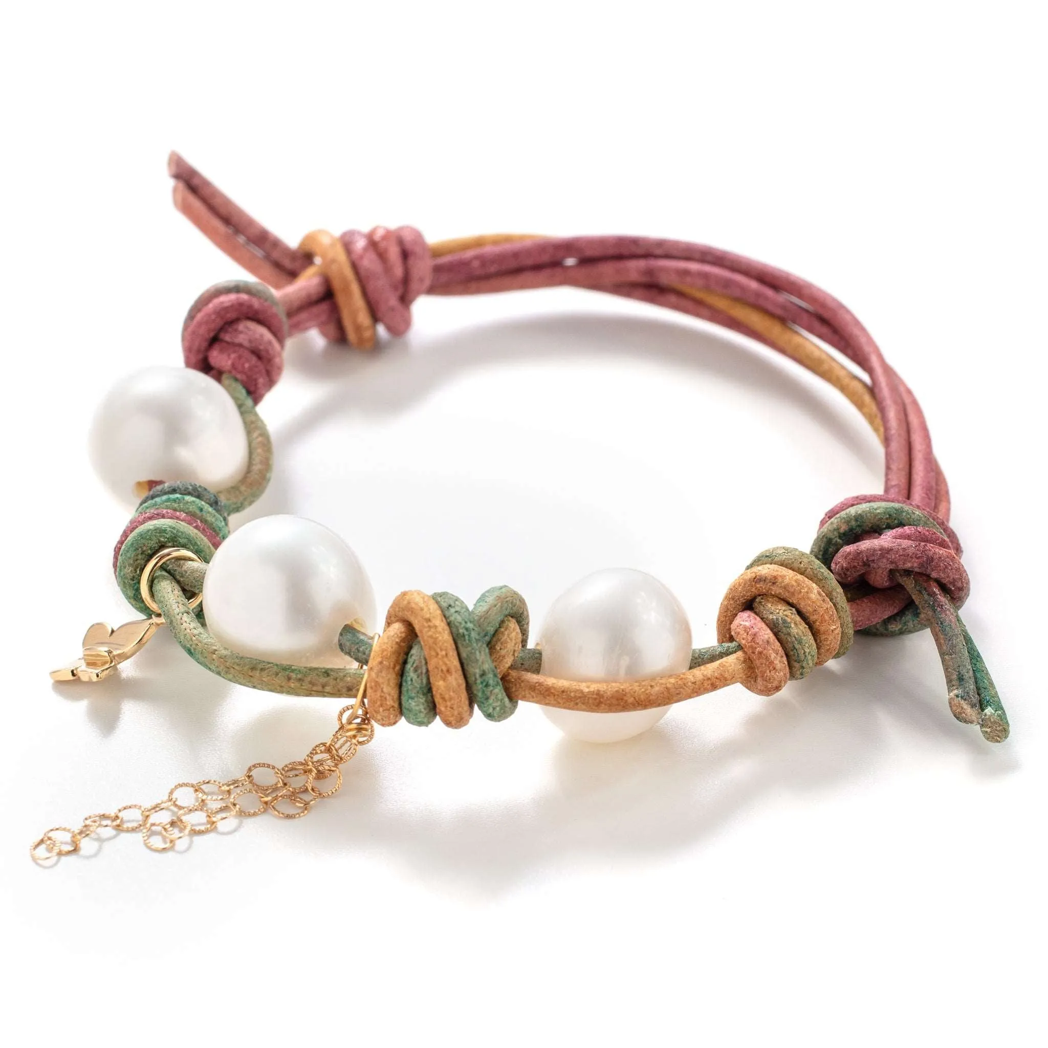 Magic Garden Pearl Gold Butterfly Chain Bracelet