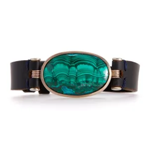 Malachite Leather Band Bracelet