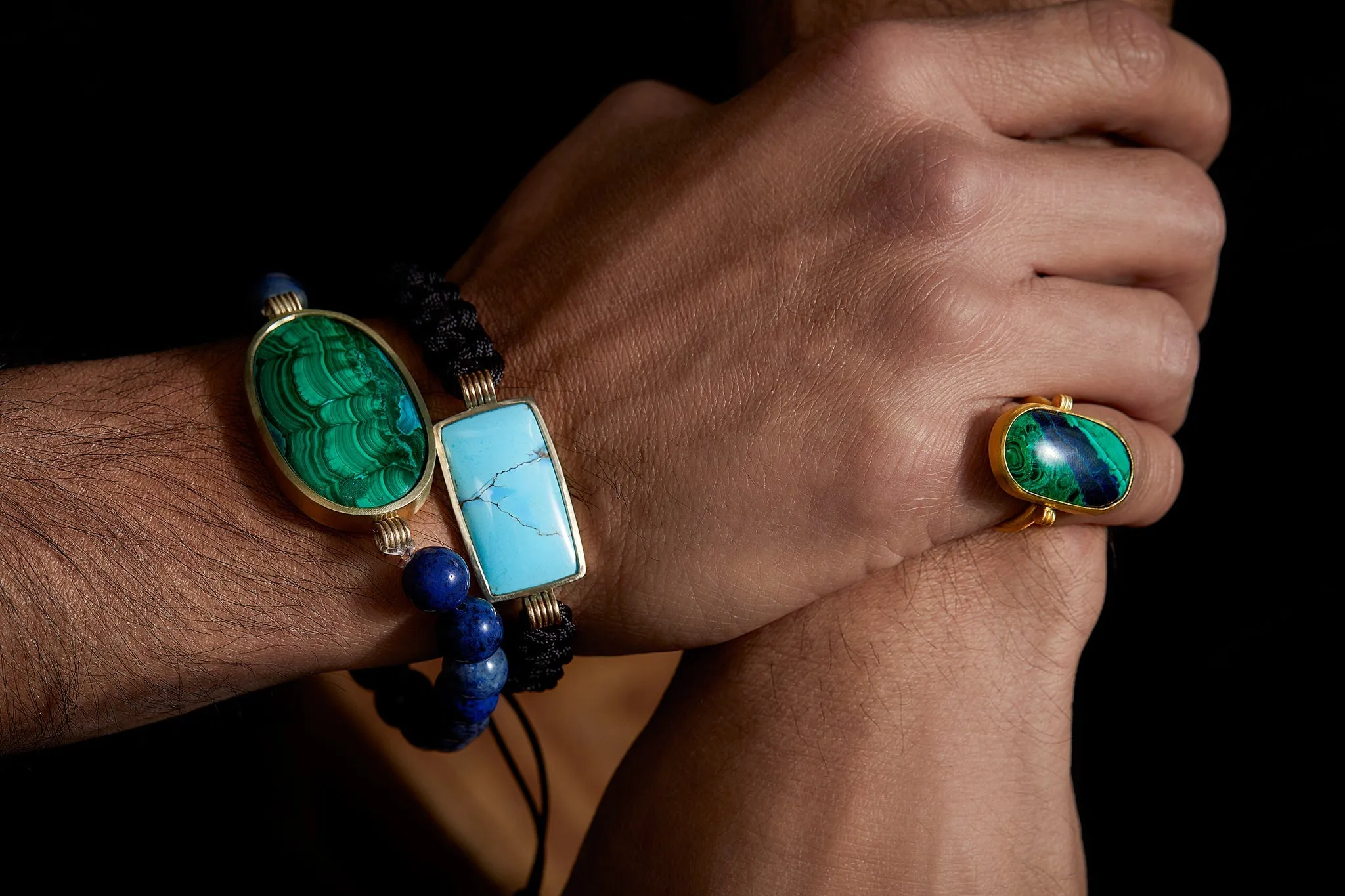 Malachite Leather Band Bracelet