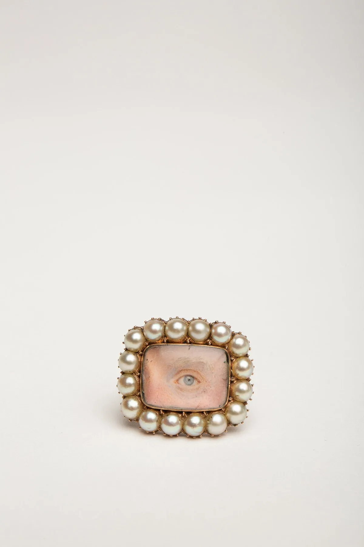 MAXFIELD PRIVATE COLLECTION | 1800'S PAINTED SQUARE EYE PEARL RING