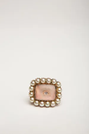 MAXFIELD PRIVATE COLLECTION | 1800'S PAINTED SQUARE EYE PEARL RING