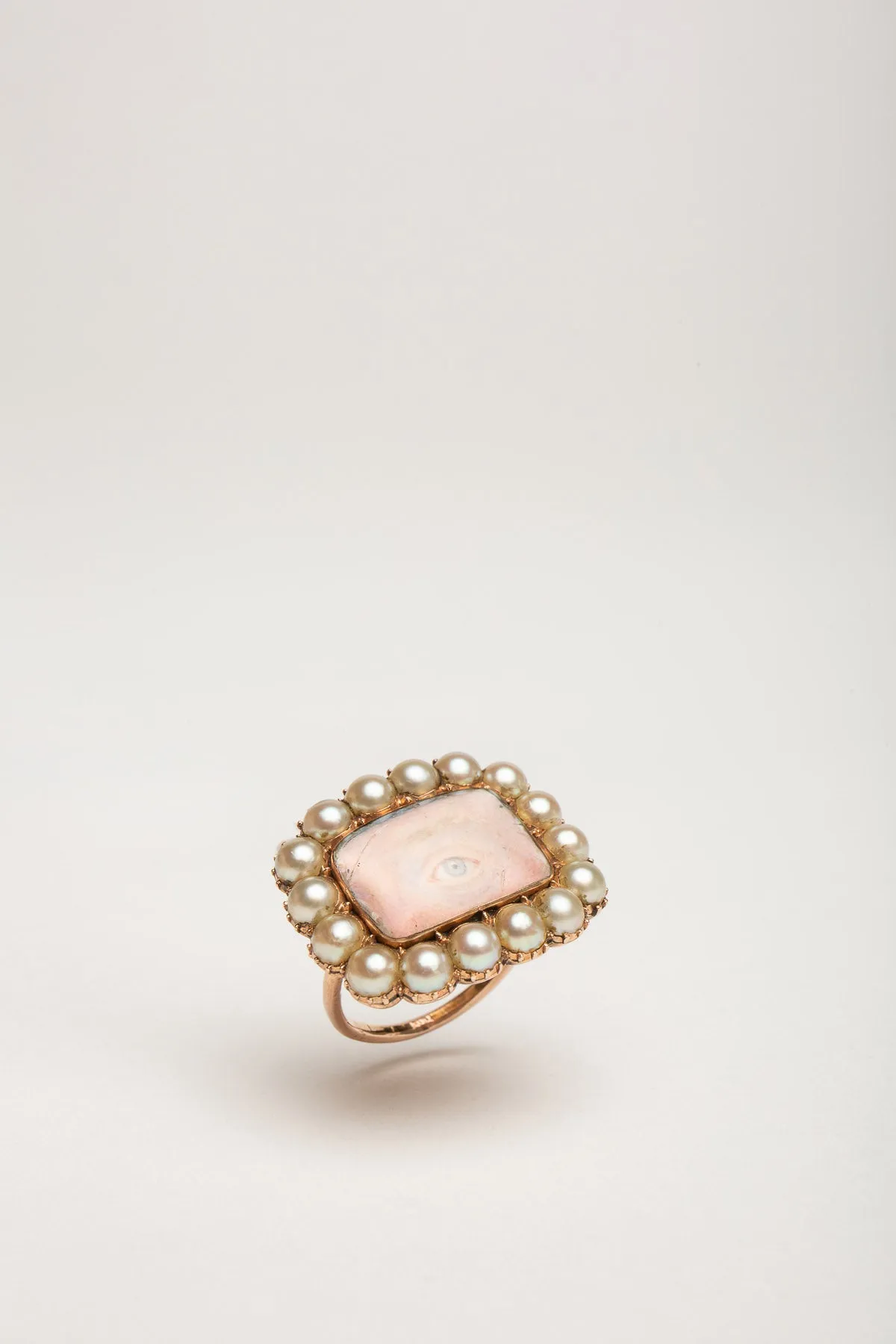 MAXFIELD PRIVATE COLLECTION | 1800'S PAINTED SQUARE EYE PEARL RING