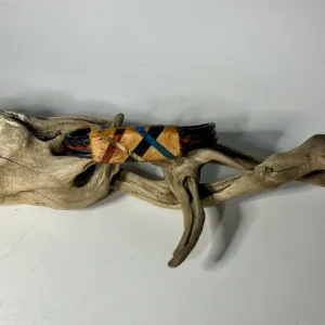 MEDIUM ABSTRACT MIXED MEDIA AND WOOD BRACELET WITH MAGNETIC CLOSURE - NL241