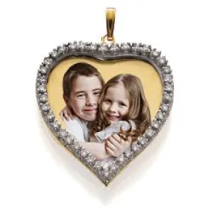 Medium Diamond Heart Photo Pendant Jewelry