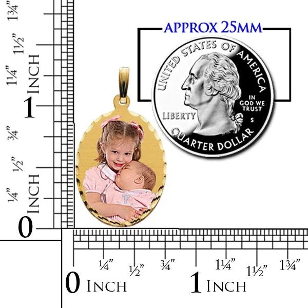 Medium Oval w/ Diamond Cut Edge Photo Pendant Jewelry
