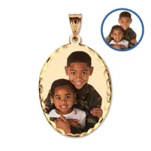 Medium Oval w/ Diamond Cut Edge Photo Pendant Jewelry