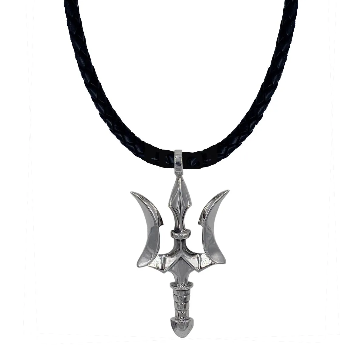 Medium Trident on Leather Necklace