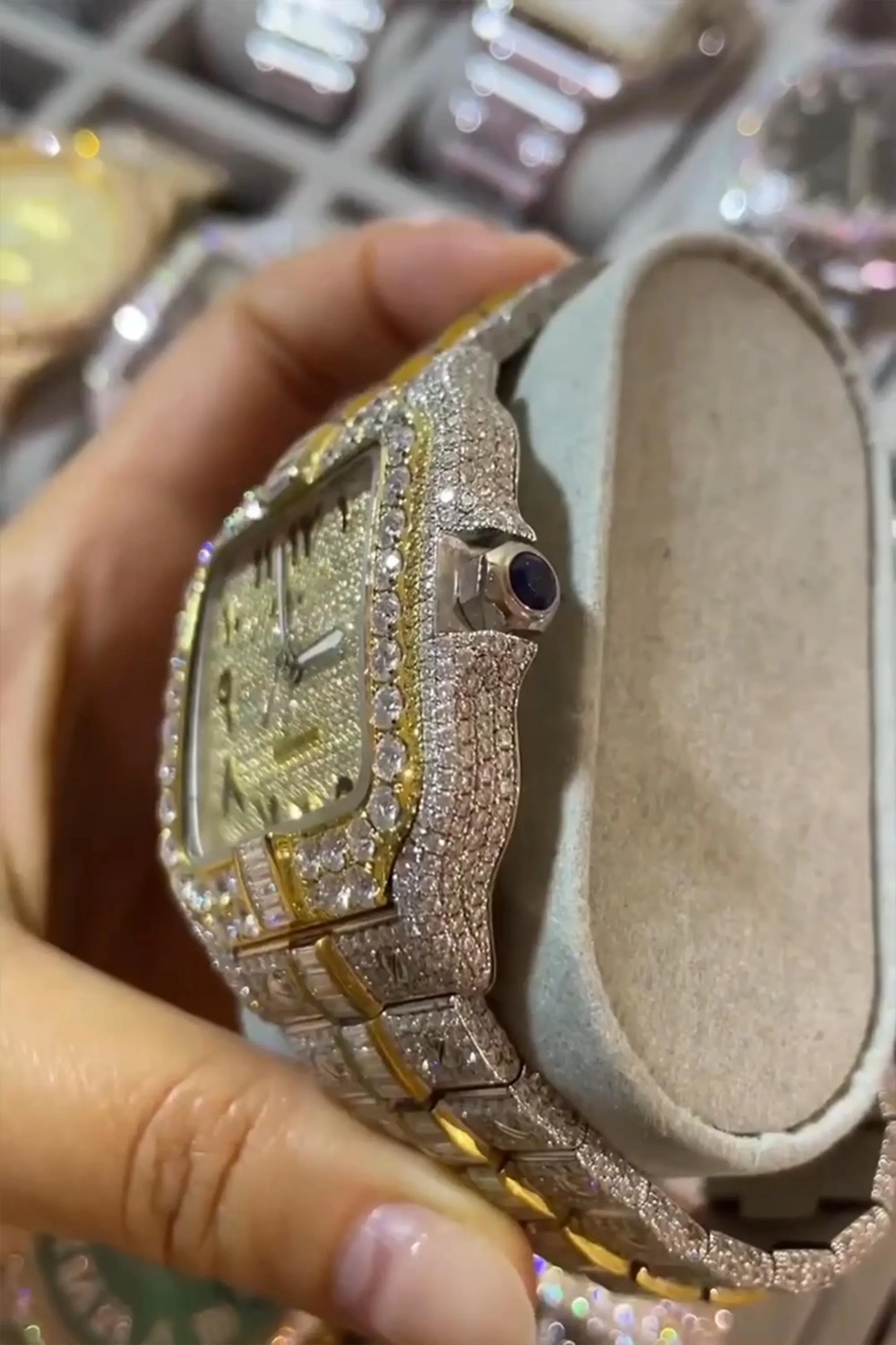 Men Iced Out Diamond Wrist Watch| Moissanite watch