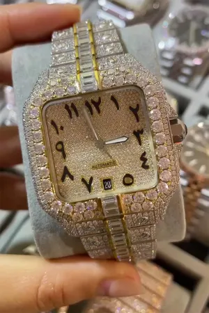 Men Iced Out Diamond Wrist Watch| Moissanite watch