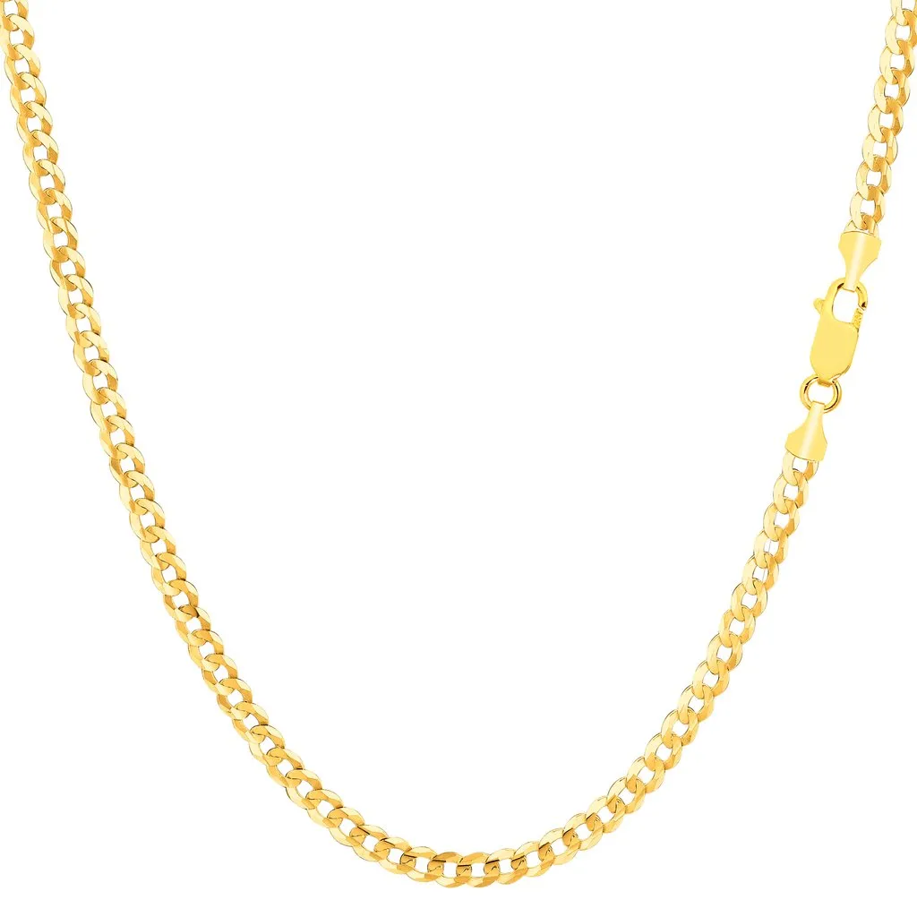 Men Women Fine Jewelry-10K Yellow Gold Solid Cuban Curb Link Necklace Chains