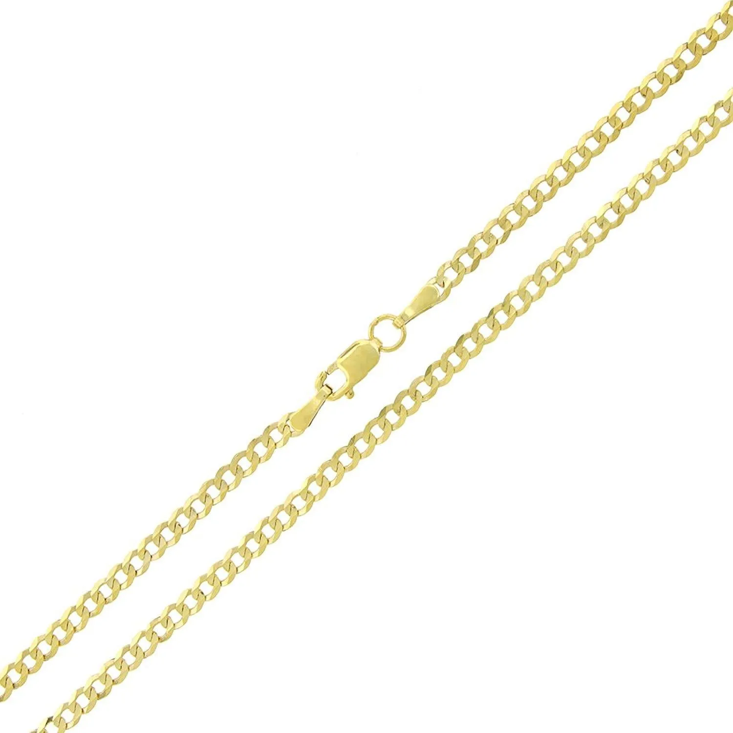 Men Women Fine Jewelry-10K Yellow Gold Solid Cuban Curb Link Necklace Chains